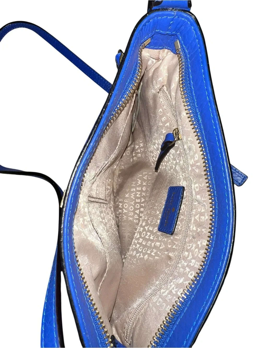 kate spade Cobalt Blue Perri Lane Bubbles Leather Crossbody with COA